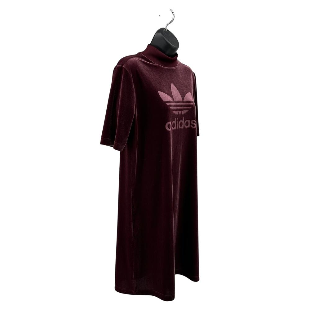 Adidas Velvet Mini T-shirt Dress Women S Purple Short Short Sleeve Big SpellOut - Picture 4 of 9